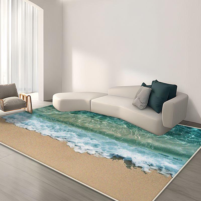 Modern Decoration Large Living Room Rugs 3D Coast Pattern Bedroom Bedside Easy Clean Carpet Lounge Non-slip Washable Mat Outdoor