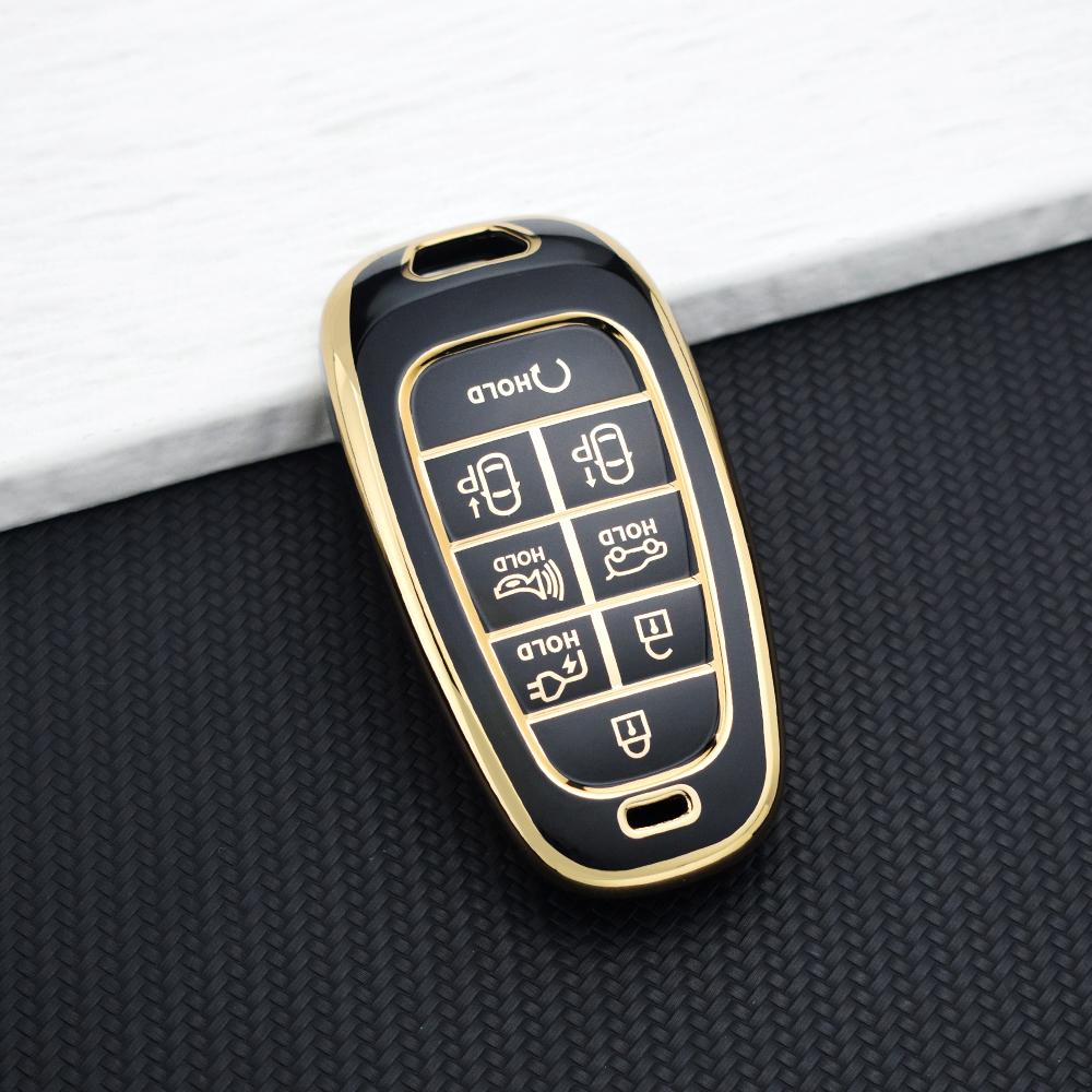 

8 Buttons Soft Protector TPU Car Key Case For Hyundai IONIQ 5 6 Sonata Grandeur Tucson NEXO Palisade Smart Key Cover Key Chain