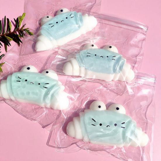Cartoon Croissant Squeeze Toy Stress Relief Slow Rising Bread Sensory Toy Portable Kids Adults Simulated Food Pinch Fidget Toy