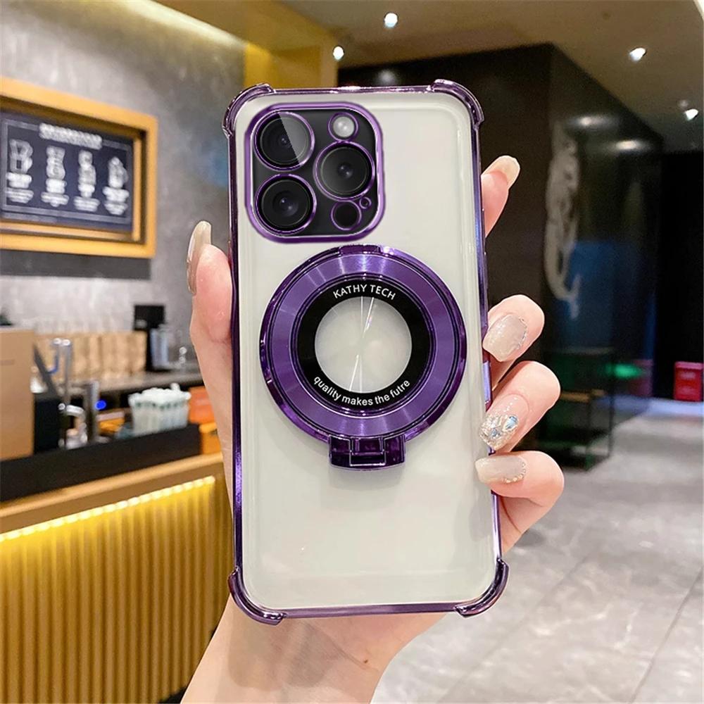 Shockproof Transparent Plating Stand Holder Case For Huawei NOVA 12 11 Ultra 10 9 8 7 Pro 7 SE 7 6 5 Soft Silicon Bumper Cover