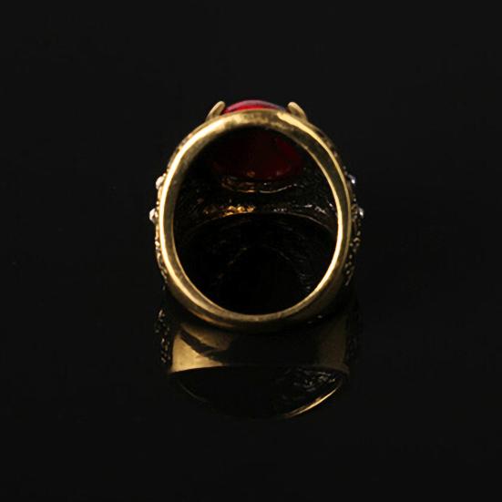 Unisex Turquoise Inlaid Ring Men Women Rhinestone Retro Ring Jewelry for Party
