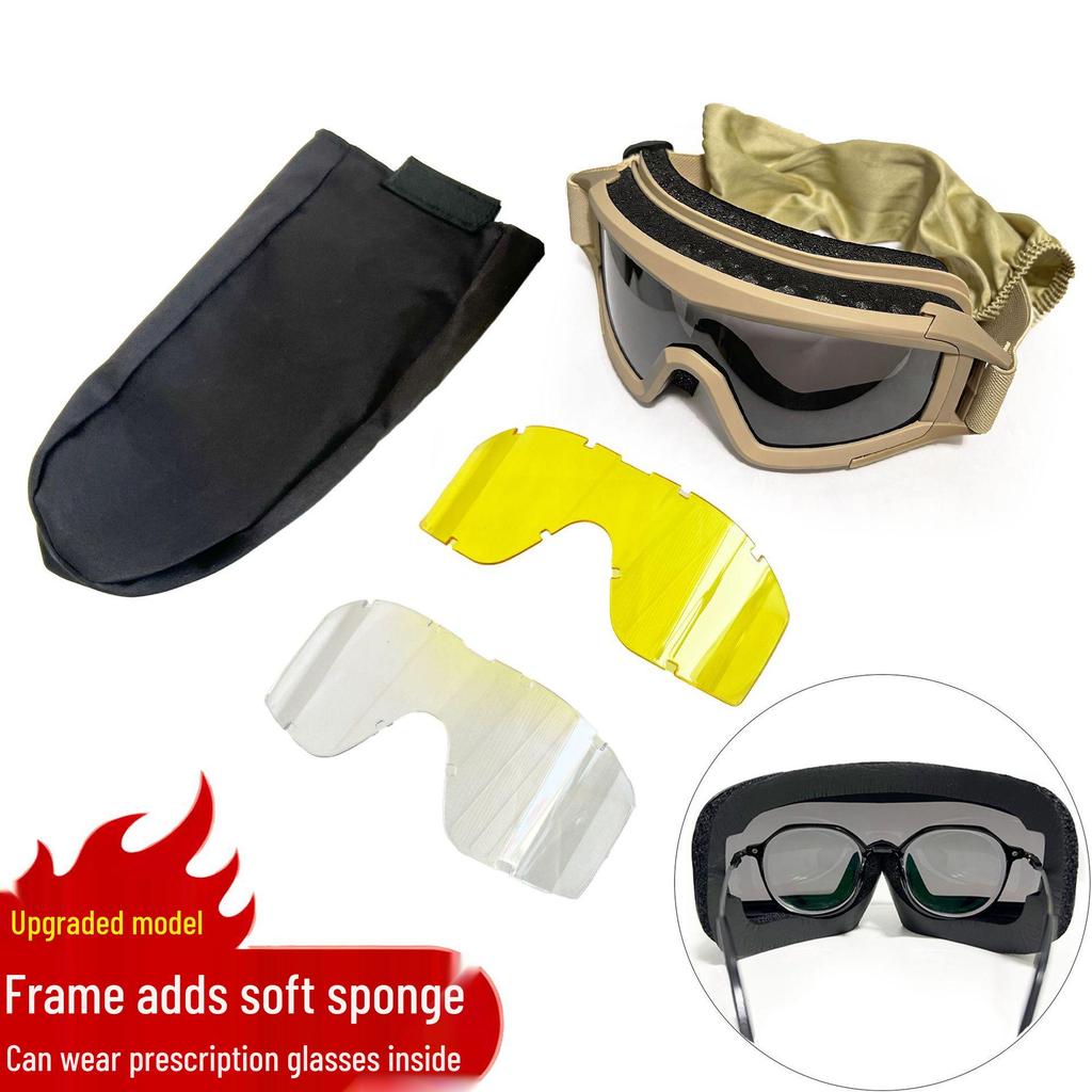 Impact-Resistant Tactical Combat Goggles - Windproof & Sandproof Shooting Glasses for Outdoor Use