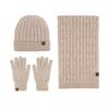 Warm Winter Knit Set Men Women Cable Beanie Scarf Gloves 3-Piece Thick Acrylic Outdoor Travel Accessory