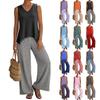 Sleeveless Tank Top and Plaid Wide Leg Pants Two Piece Set for Women Lightweight Comfortable Travel Vacation Home Wear
