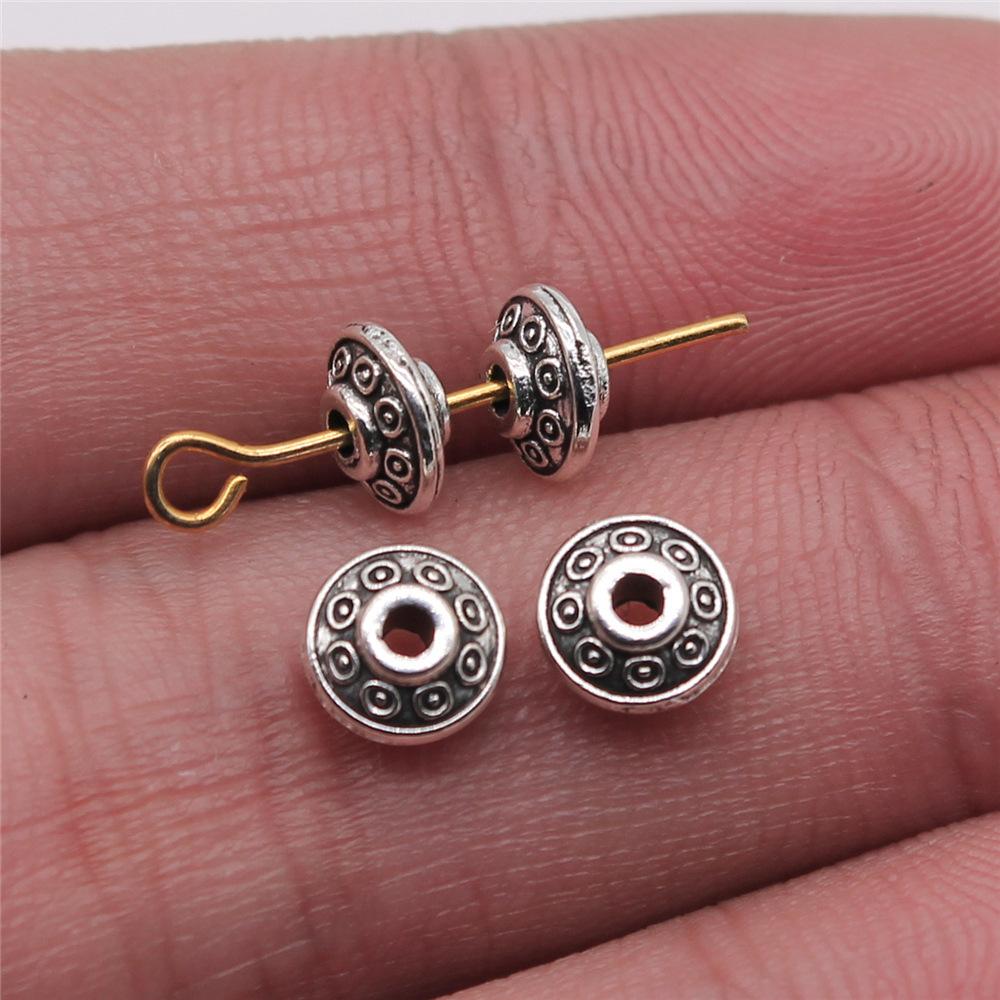 40pcs Antique Silver Color Small Spacer Beads Charm Pendants Jewelry Accessories DIY Small Spacer Beads Charms