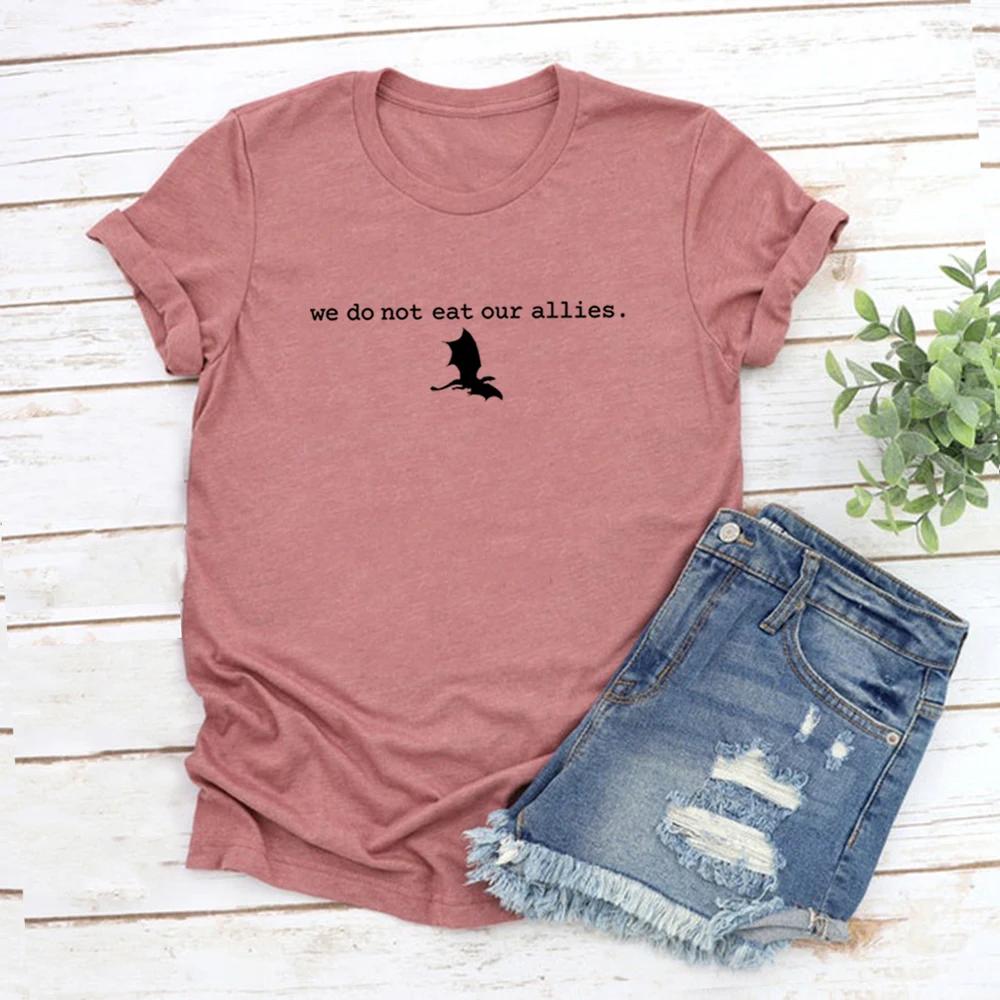 We Do Not Eat Our Allies Tee Fourth Wing Shirt Dragon Women Tshirts Short Sleeve Graphic T Shirts Basgiath War College Tee