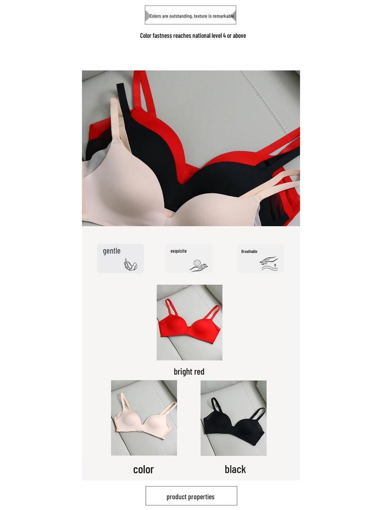 Tangge Red Silk Wire-free Thin Seamless Mulberry Silk Bra