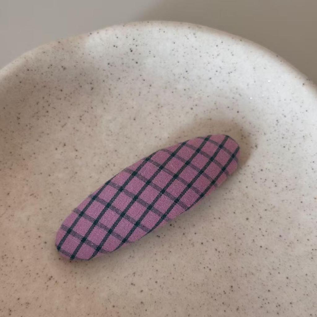 Korean Plaid Floral Oval Hair Clip - Cute & Simple Hair Accessory