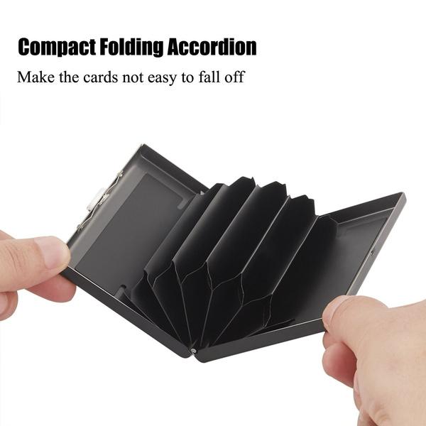 Black Stainless Steel Case Slim Blocking Wallet ID Credit Card Holder Men