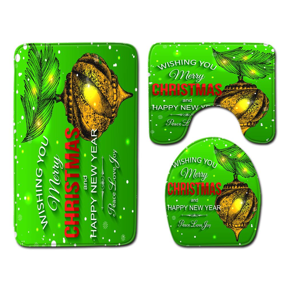 

Christmas Bathroom Floor Mat Toilet Three-Piece Set 45cmx75cm