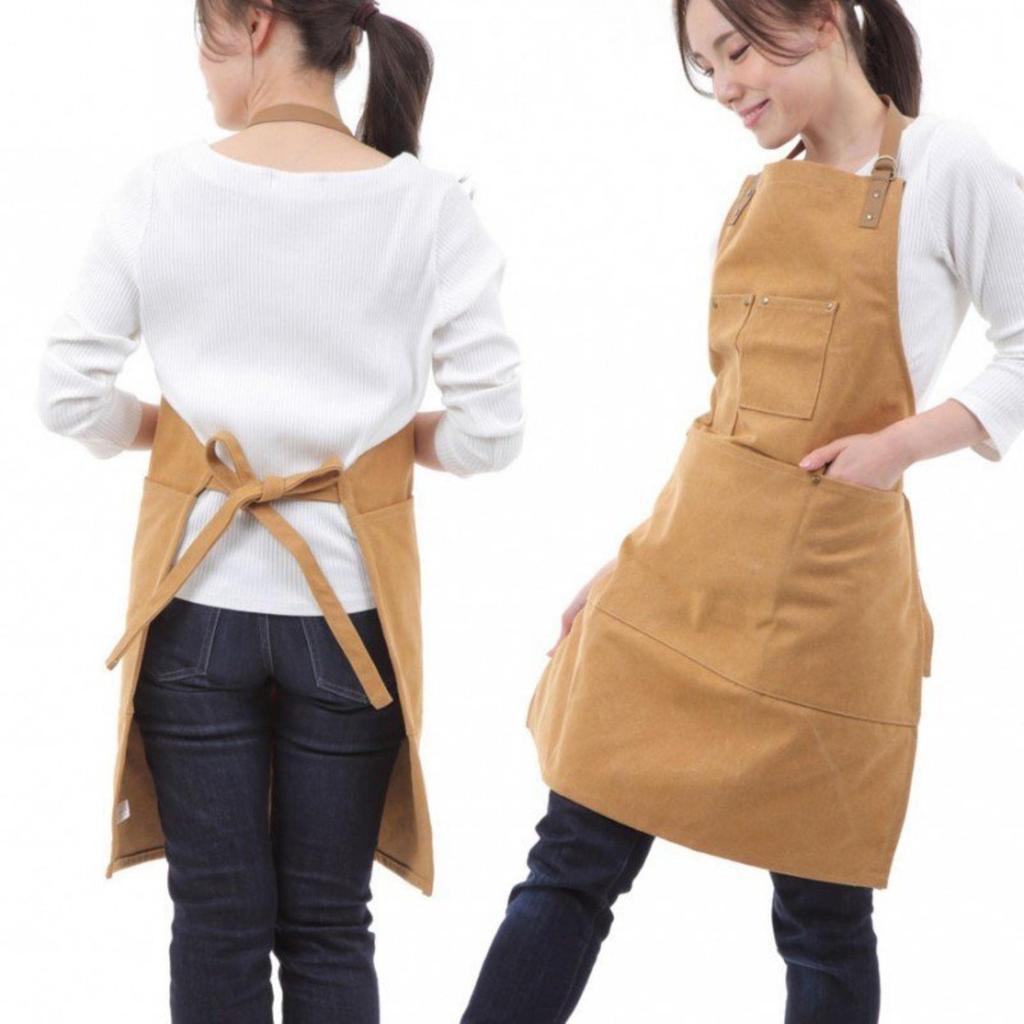 Basic Standard Apron DIY Gardening Stylish Canvas Denim Vintage Style Thick Durable 20oz Lots of Pockets 5 Pockets Gray W67 D80 Unisex Size Adult