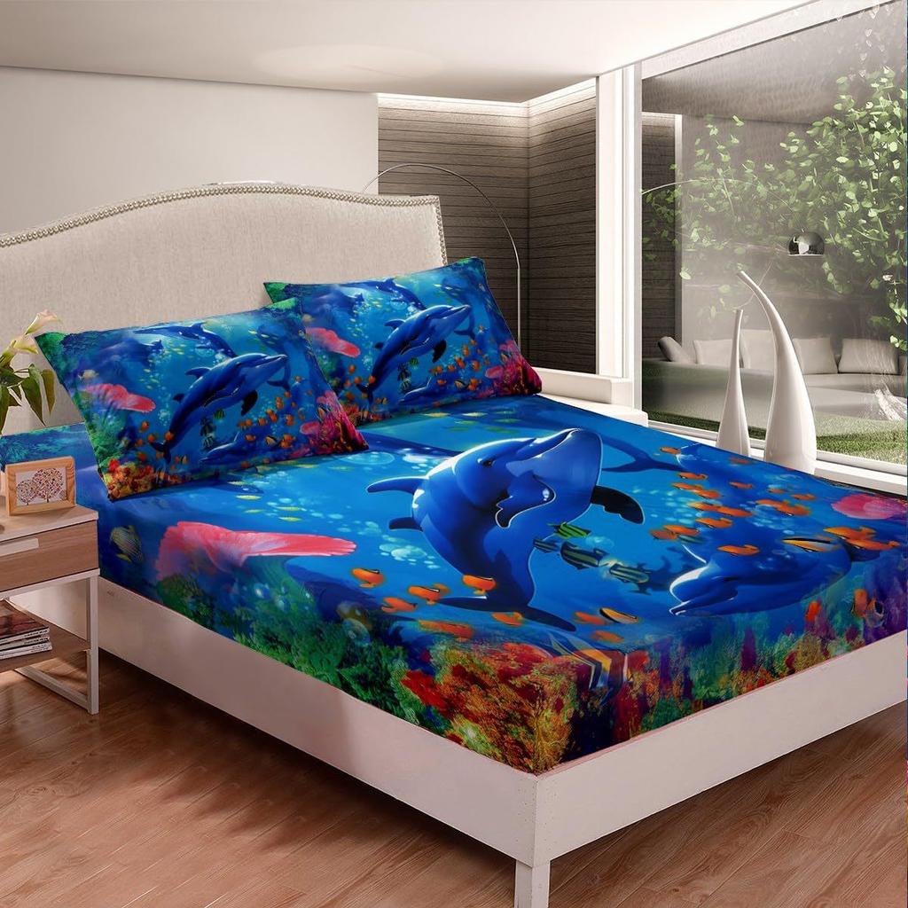 Color Mattress Three-Piece Digital Printing Couple Rainbow Bedspread Modern Cute Bedding Set