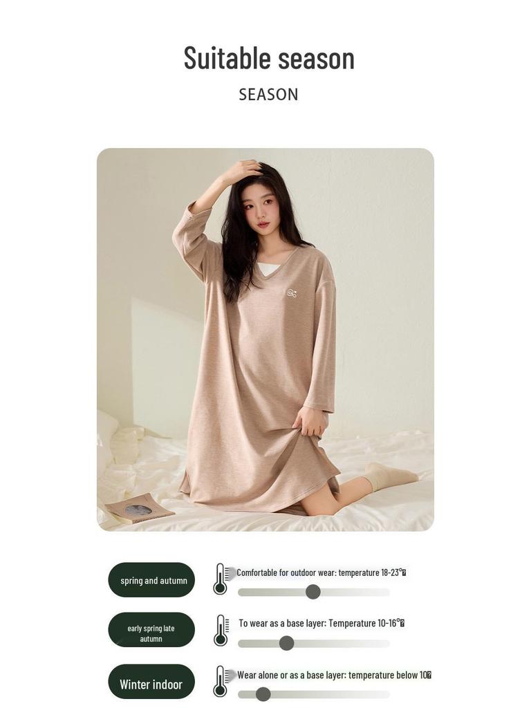 Velvet Nightgown for Women: Cozy, Skin-Friendly Mid-Length Cashmere Sweater Pajamas for Autumn/Winter - Wear Indoors or Out.