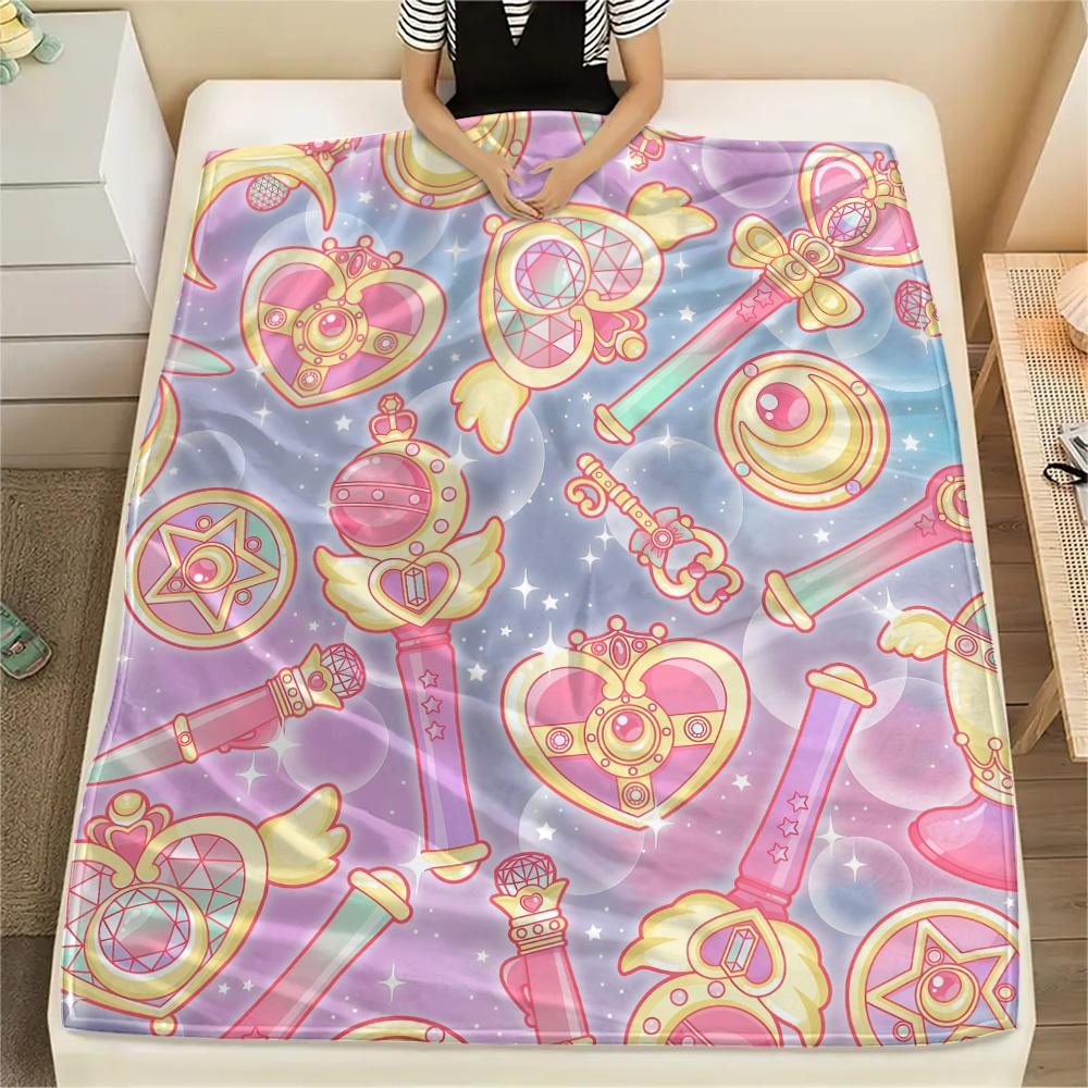 

Sailor Moon Full Print Expressions flannel blanket, suitable for home decor, ideal gift for anime lovers 75x90cm