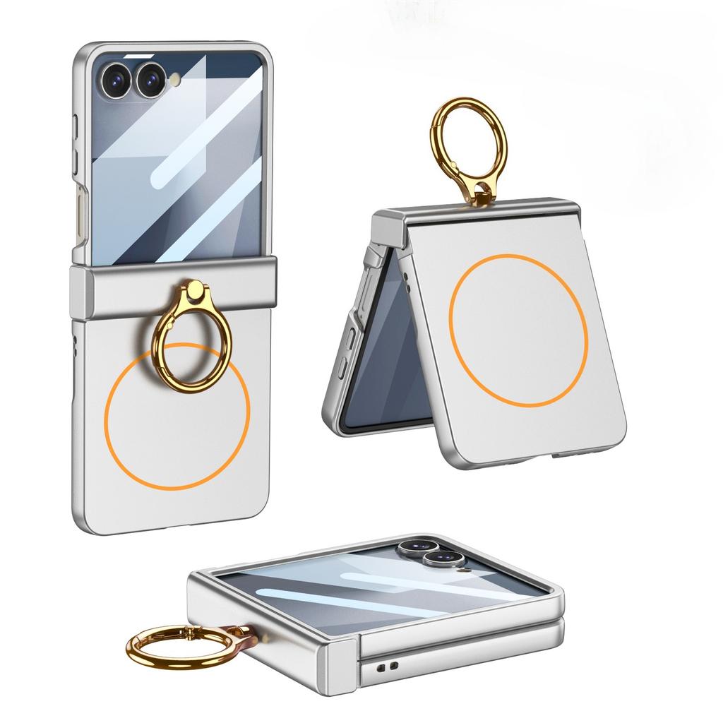 Wbudowany Cienki Ochronny Ekran Pokrowiec na Telefon dla Samsung Galaxy Z Flip 7 ZFlip7 Flip7 Uchwyt Pierścieniowy Magsafe Pokrowiec Ochronny na Zawias