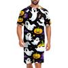 Men's Halloween Casual Lounge Pajama Set Short Sleeve Top and Shorts Comfortable Fit Lightweight Soft Fabric Relaxed Style