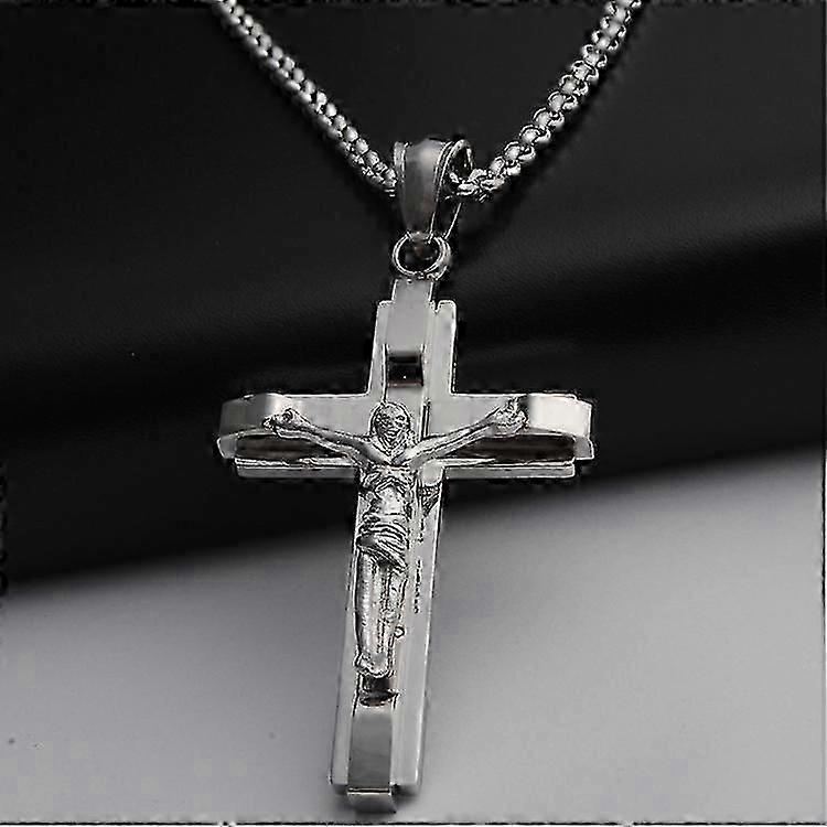 Collana Pendente da Uomo in Acciaio Inossidabile, Titanio, con Croce di Gesù, Accessori