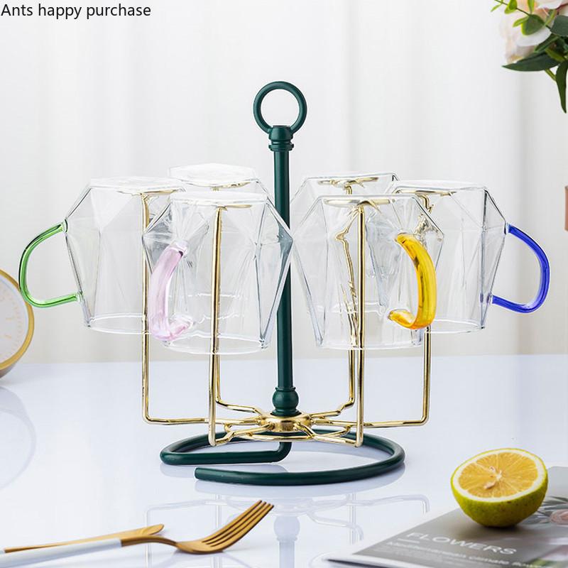 Metal Cup Holder Cup Drain Rack Mug Organizer Upside Down Storage Rack Dust-proof Round Rotatable Cup Holder Tumbler Holders