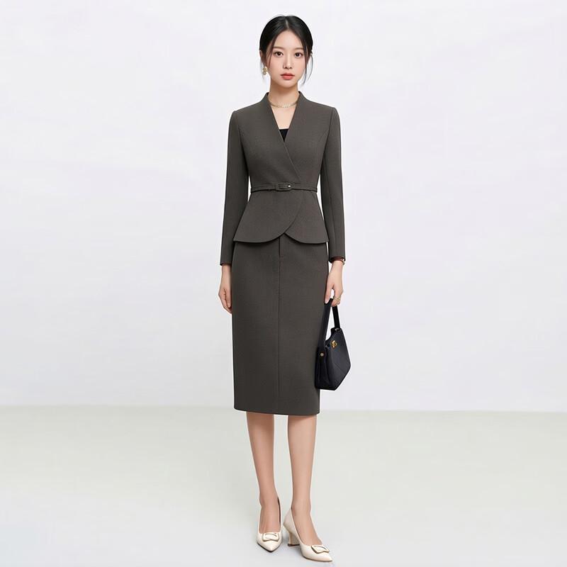 Women's Elegant Grey-Brown Professional Suit Set