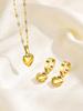 18K Gold Platinierter Edelstahl Herz Schmuckset für Damen Mädchen, Liebesherz Anhänger Halskette Creolen Wasserdicht