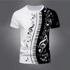 Retro Men'S T-Shirt 3d Music Notes Printed Men Clothing Daily Casual Short Sleeve Street Designer Tees Top