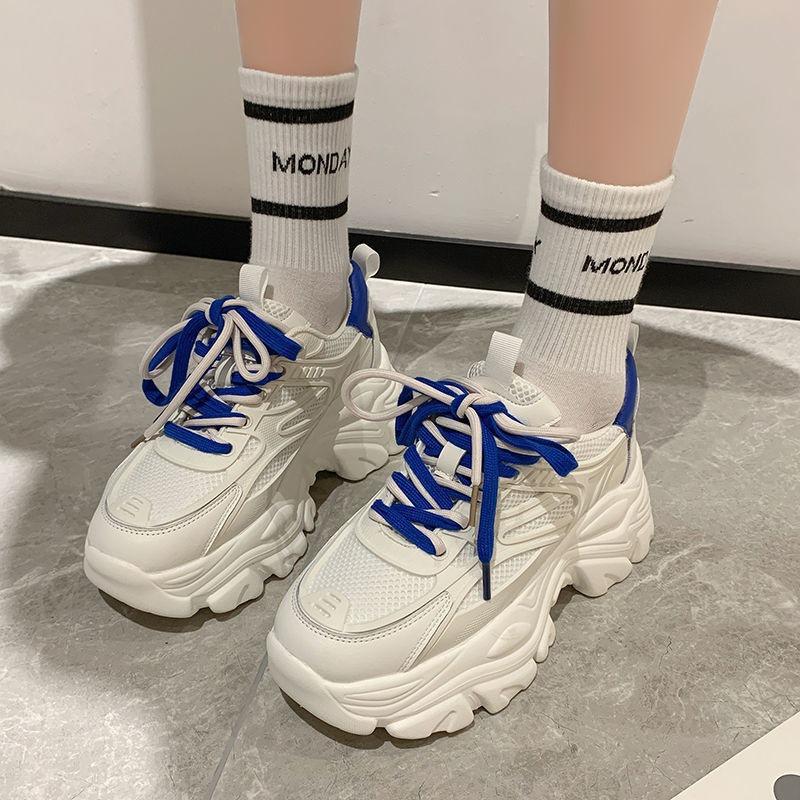 2025 New Women's Fashion Sneakers Summer Tennis Breathable Thick Bottom Casual Running Shoes Comforts Increased Vulcanized Shoes