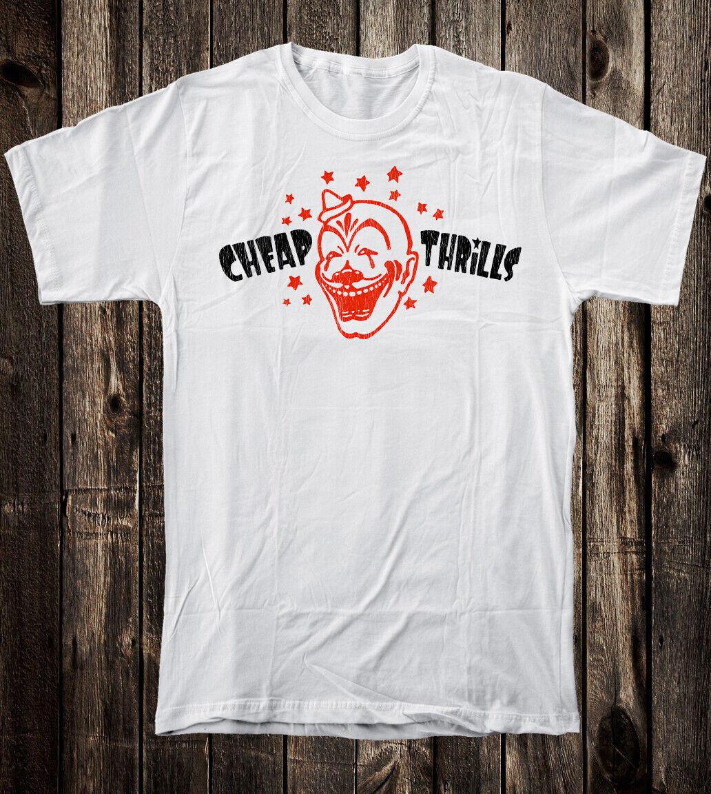 Retro Novelty Tee T Shirt 50s Art Cheap Thrills Clown Circus Carnival Tattoo S разноцветный