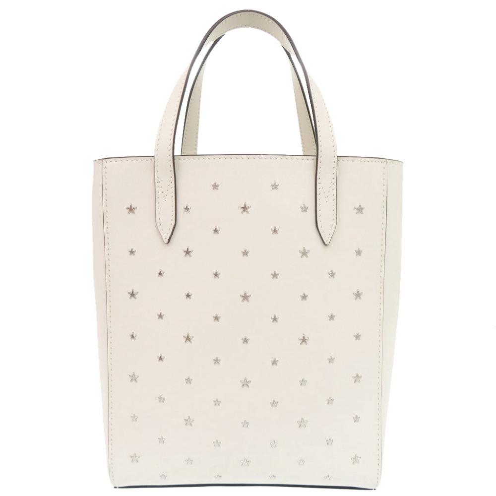 Used AUTHENTIC JIMMY CHOO 2WAY BRIA Star Studs Tote Bag White Leather