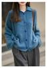 Women's Heather Yarn Polo Collar Cashmere Wool Blend Cardigan - Thick, Long Pile, Plush, Warm, Perfect for Autumn and Winter