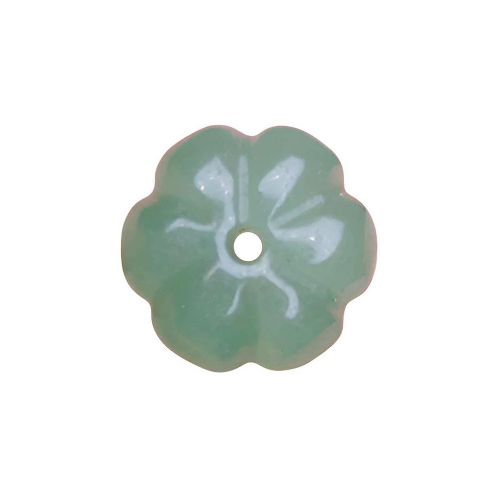Green Agate Flat Pumpkin Bead Pendant with Center Hole for DIY Bracelets and Necklaces