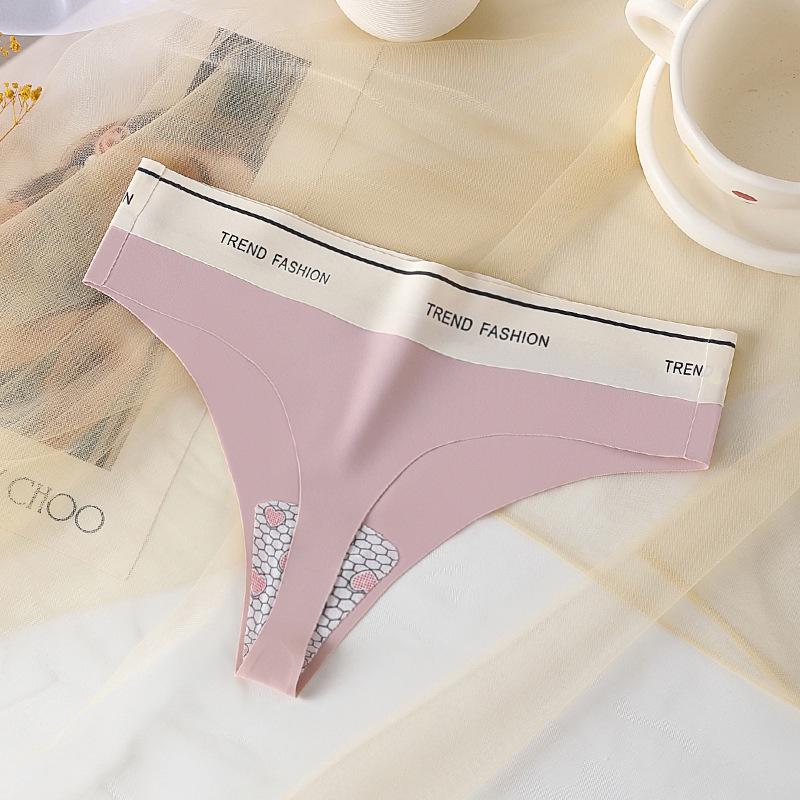 Plus Size Seamless Low-Rise Ice Silk Thong: Sexy, Antibacterial, Cotton Crotch Women's Underwear