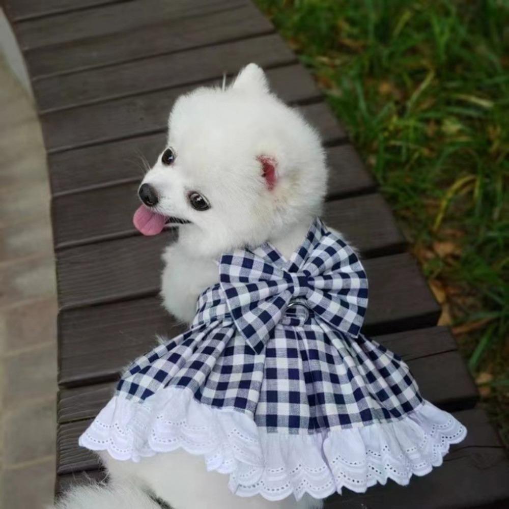 

Breathable Pet Summer Clothes Fashion Pet Dresses Pet Supplies Cat Plaid Skirt Small Animal M чёрный