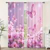 2pc    Window Drapes Butterfly Fantasy Pink Versatile 100% Polyester  Without Electricity Festive Wall Decor Suitable for