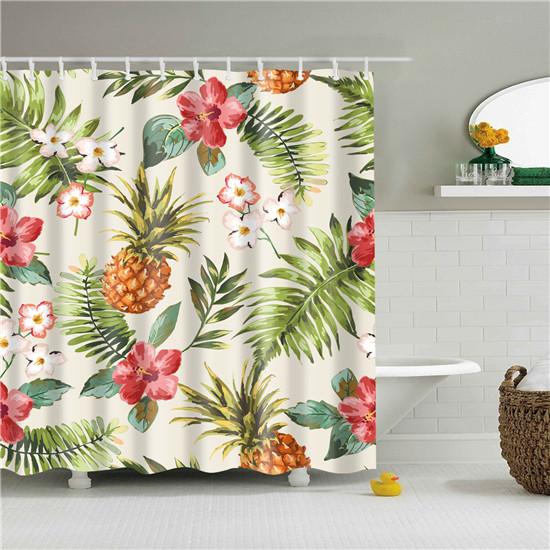 Tropical Cactus Plant Pineapple Shower Curtains Bathroom Curtain Cortina Ducha Frabic Waterproof Polyester Bath Curtain