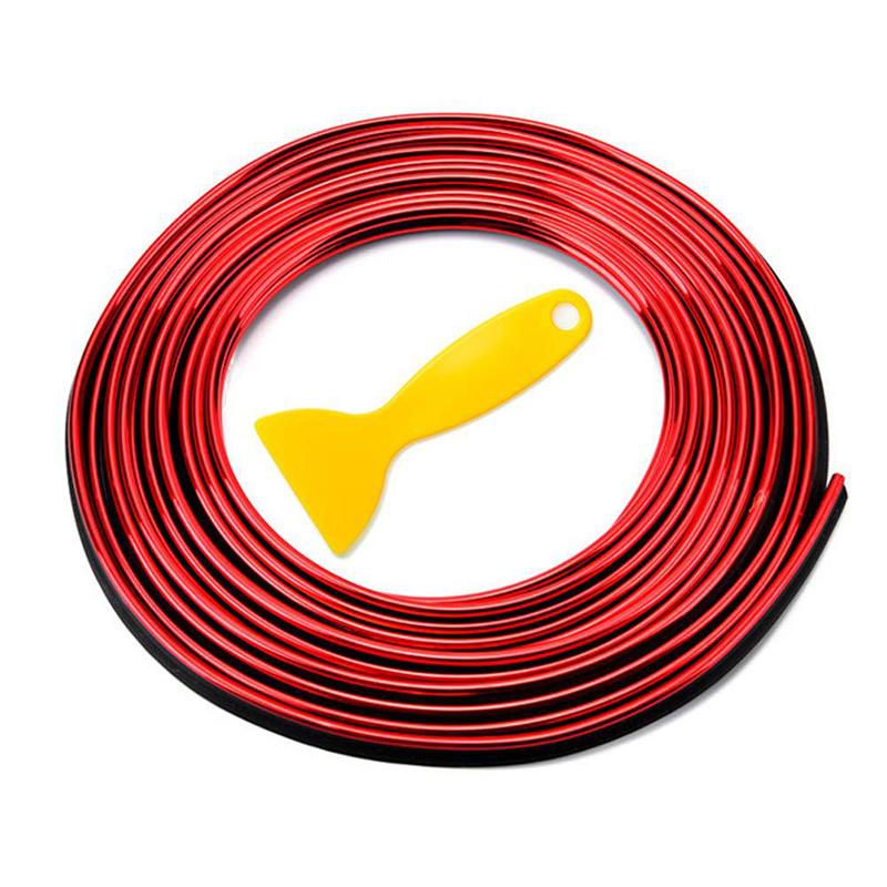 Car Interior Door Center Console Decorative Strip Gap Instrument Panel Bright Strip Decorative Line Modification Supplies 3M красный