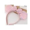 Sequin Plastic Mouse Ear Hoop Handmade Cute Pink Bow Fashion Headband for Kids Amusement Park Photo Headdress
