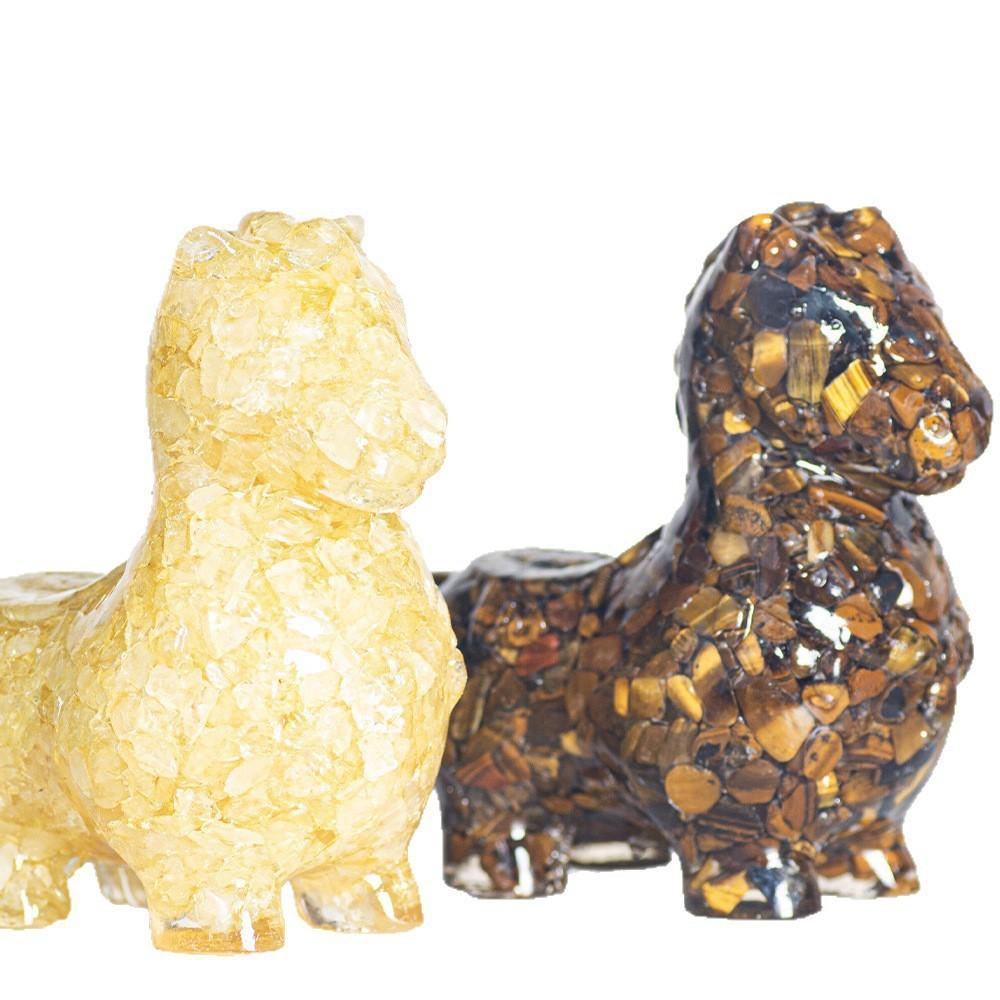 Resin Animal Figurine Decor With Crystals For Home Office And Gift Use
