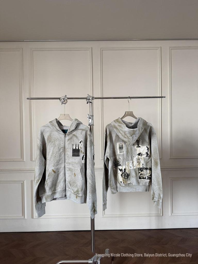 ERD Distressed Second Gen Letter Print Hooded Sweatshirt