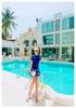 Women's Short-Sleeve Two-Piece Swimsuit: Slimming, Tummy-Covering; Ideal for Swimming, Hot Springs, Beach, or Surfing.