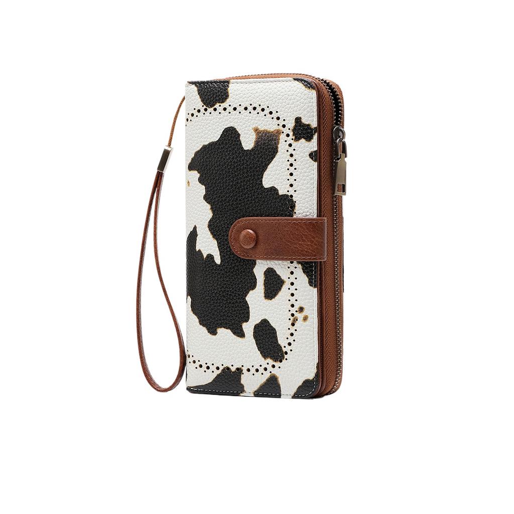 Multifunctional Women's Wallet Retro Oil Wax Leather Long Wallet Simple Large Capacity Card Bag