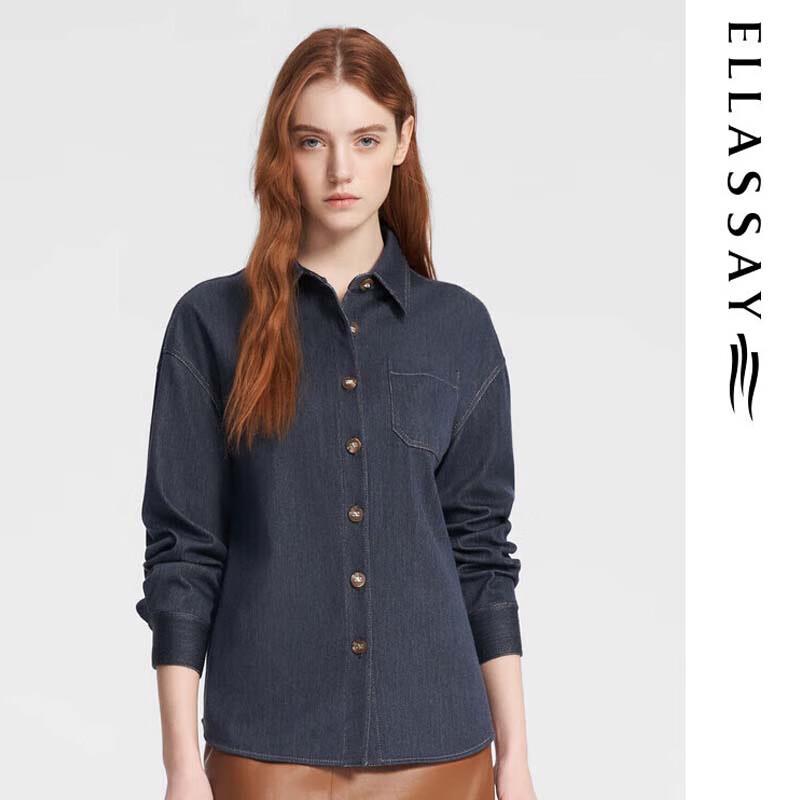 ELLASSAY Women s Elegant Denim Blend Shirt M