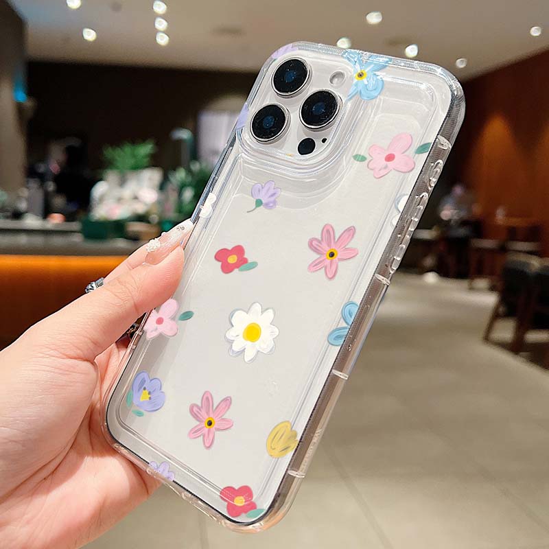 Floral Flower Print Clear Phone Case For Samsung Galaxy S25 Ultra S24 S23 S22 Plus S21 FE A55 A35 A15 A34 A54 A33 A53 A52 Cover