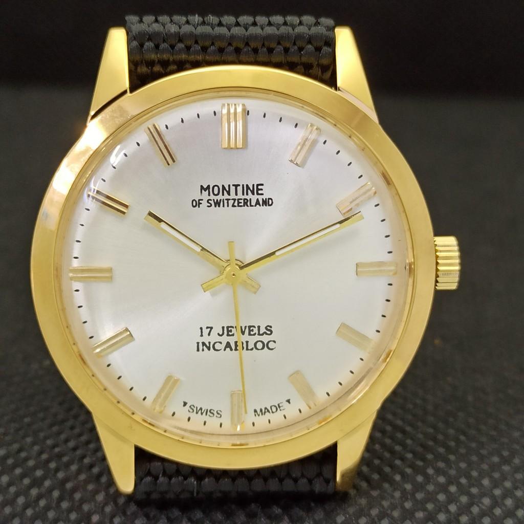 REFURBISHED GOLD PLATED VINTAGE MONTINE 17J WINDING SWISS MENS WATCH A285408-5
