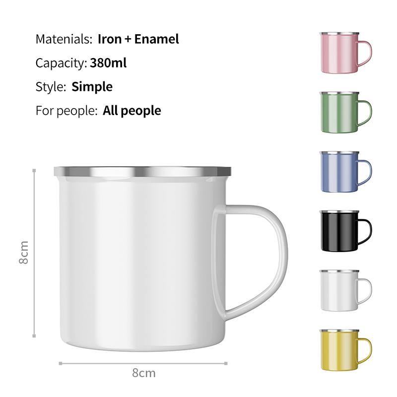 1Pcs Enamel Camping Mugs Set,380ml Coffee Camp  Small Enamel Tea Cups for Indoor and Outdoor Activities,Easy To Clean