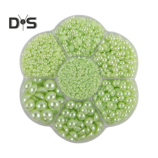 5600 Pcs Half Round Faux Pearls Flat Back Beads Bulk with Storage Box Assorted Sizes Fake Pearl Beads for Crafting DIY Nail Art Phone Decoration