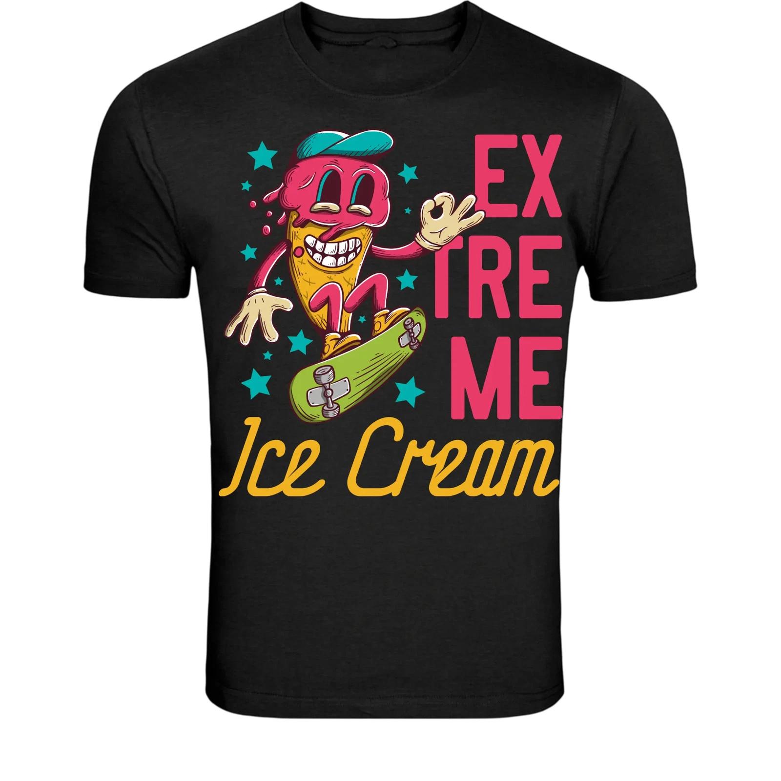 Extreme Ice Cream Skateboard T-Shirt - Funny Melting Ice Cream S