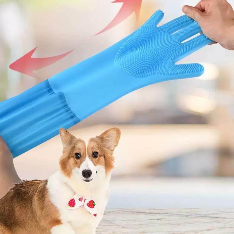 Soft Silicone Pet Grooming Gloves For Dog Cat Bathing Shower Cleaning Hair Removal Massage Glove