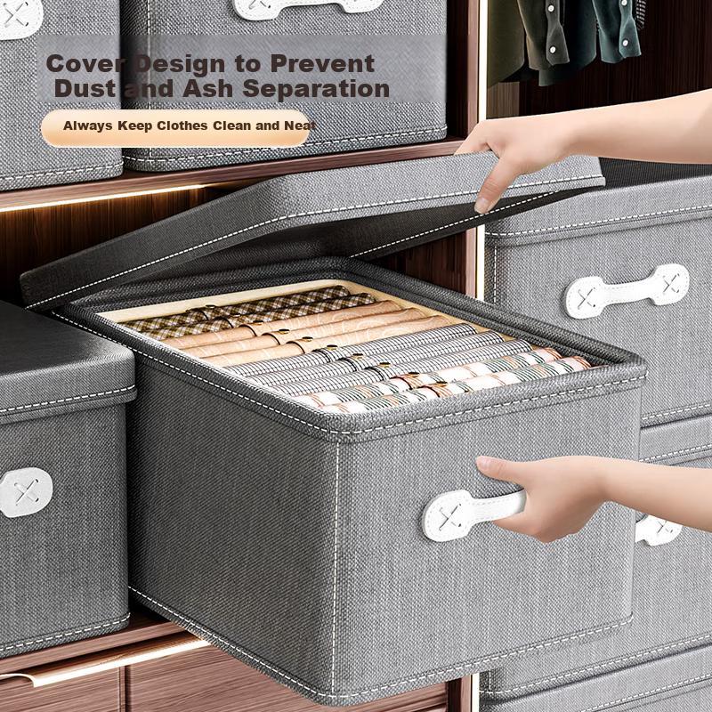 Storage Box with Lid for Home Use, Clothes And Garment Organizer Container, Gray - 35*28*18cm