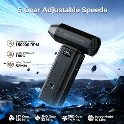 X8 Turbo Jet Fan Blower With Light 150000RPM 5 Gear Powerful Air Duster Electric Air Blower Vacuum Mini Dust Cleaner Violent Fan