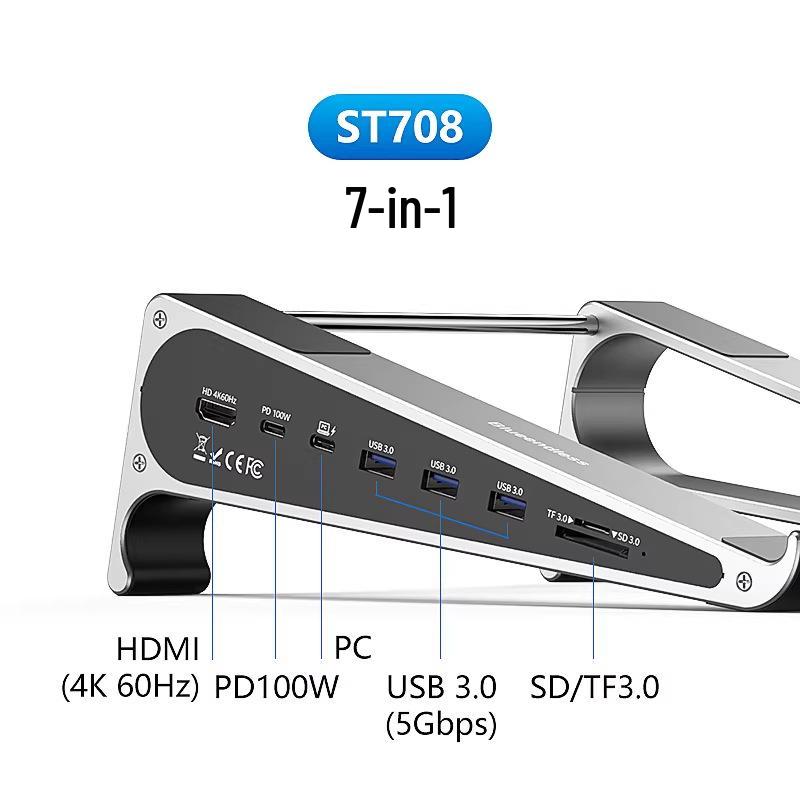 Multi-functional Aluminum Type-C Vertical Laptop Stand with Heat Dissipation